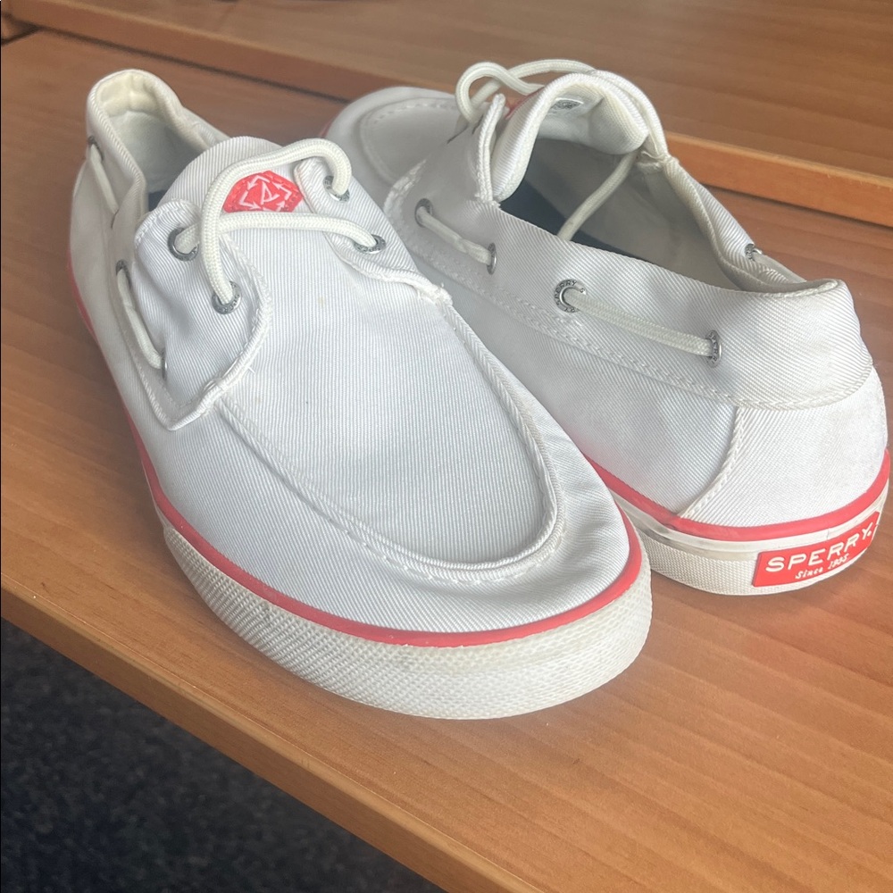Sperry Canvas Shoes with Red Trim
